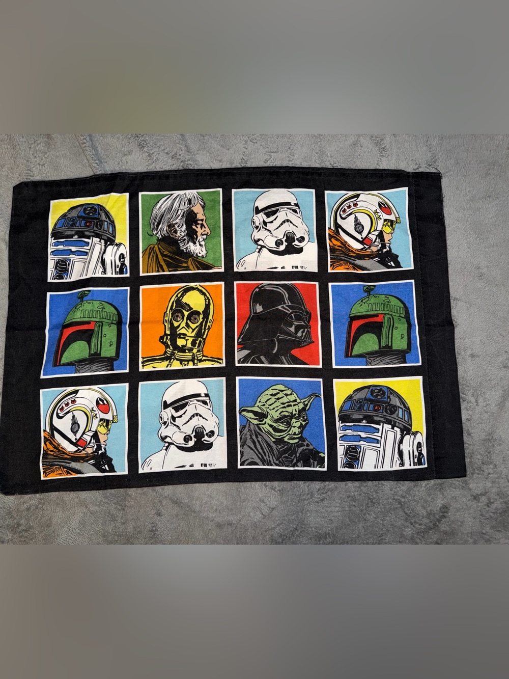Vintage Star Wars Pillowcase Black Standard Size Darth Vader Kenobi Boba Fett